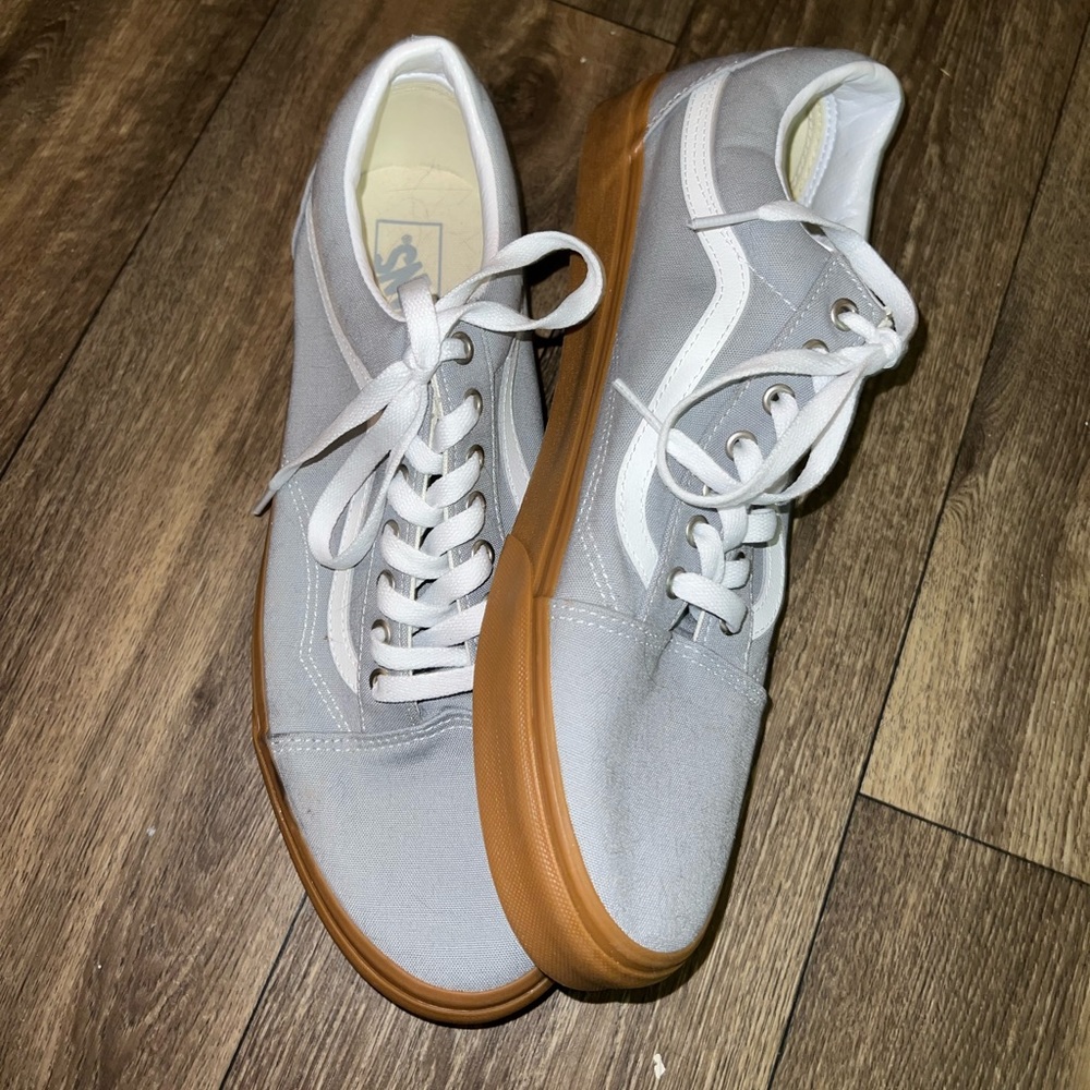 Men’s Grey and White Gum Sole Vans